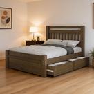 Cama Casal de Madeira Maciça Com 2 Gavetas 140cm Escócia B07 Castanho - Lyam Decor Cama Casal de Madeira Maciça Com 2 Gavetas 140cm Escócia B07 Castanho - Lyam Decor