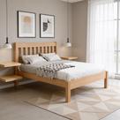 Cama Casal Em Madeira Maciça Cabeceira Ripada 160cm Beatrice B07 Mel - Lyam Decor