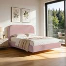 Cama Casal Flutuante Com Cabeceira 140cm Aura W01 Linho Rosa - Lyam Decor Cama Casal Flutuante Com Cabeceira 140cm Aura W01 Linho Rosa - Lyam Decor