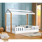 Cama Casal Infantil Ágatha com Kit D28 para Quarto Infantil e Design Funcional - Branco/amêndoa