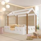 Cama Casal Infantil Casinha Montessoriana Isa em Mdf para Quarto Infantil Kids e Decor - Branca/mel