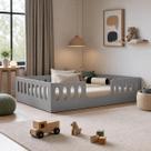 Cama Casal Infantil Montessoriana Helo com Colchão D28 Super Confortável Cinza