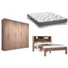 Cama Casal Invicta + Colchão Ortobom D33 + Guarda Roupa Master 8.6 Atacama