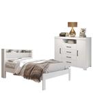 Cama Casal Invicta com Cômoda Havana Master com Pés Branco Brilho - Santos Andirá