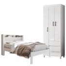 Cama Casal Invicta com Guarda Roupa Fit 3 Portas Com Pés Branco Brilho - Santos Andirá