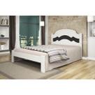 Cama Casal Iris - Cambel Branco/preto/branco