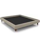 Cama Casal King Base Box Pés de Madeira 210cm Otto P05 Linho Bege Escuro - Lyam Decor