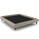 Cama Casal King Base Box Pés de Madeira 210cm Otto P05 Veludo Bege - Lyam Decor
