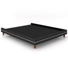 Cama Casal King Base Box Pés Madeira 203cm Suném P05 Linho Cinza Escuro - Lyam Decor