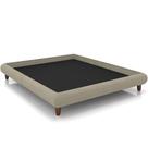 Cama Casal King Pés de Madeira 210cm Otto P05 Linho Bege - Lyam Decor