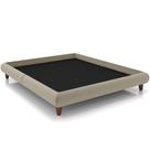 Cama Casal King Pés de Madeira 210cm Otto P05 Veludo Bege - Lyam Decor