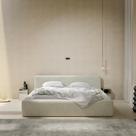 Cama Casal King Siena 195cm em Linho Estofado Estilo Moderno