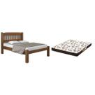 Cama Casal Madeira Maciça Resistente com Colchão D28