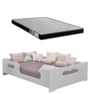 Cama Casal Montessori Branca Cor Branca Para Casal Criança Proteção e Colchão Casal