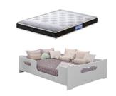 Cama Casal Montessoriana Encanto 100% Mdf Com Colchão 188x138 -Branca