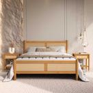 Cama Casal Padrão 140 x 190 cm Cabeceira de Palhinha Madeira Freijó Cefira