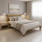 Cama Casal Pérola Madeira Maciça Resistente Nogueira