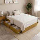 Cama Casal Queen Base Box Madeira Maciça Com 4 Gavetas 160cm Líbano B07 Mel - Lyam Decor