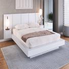 Cama Casal Queen Suspensa, Cabeceira e Mesas de Apoio 140/160 Zurique