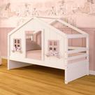 Cama Casinha dos Sonhos Madeira Maciça Branco/ Rosa Megamobilia Cama Casinha dos Sonhos Madeira Maciça Branco/ Rosa Megamobilia