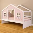 Cama Casinha dos Sonhos Madeira Maciça Rosa/ Branco Housin Cama Casinha dos Sonhos Madeira Maciça Rosa/ Branco Housin