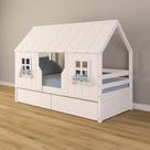 Cama Casinha Encantada com 02 Gavetas Madeira Maciça Branco Housin Cama Casinha Encantada com 02 Gavetas Madeira Maciça Branco Housin