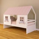 Cama Casinha Encantada Madeira Maciça Branco/ Rosa Housin Cama Casinha Encantada Madeira Maciça Branco/ Rosa Housin