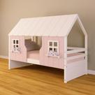Cama Casinha Encantada Madeira Maciça Rosa/ Branco Housin Cama Casinha Encantada Madeira Maciça Rosa/ Branco Housin