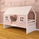 Cama Casinha Encantada Madeira Maciça Rosa/ Branco Megamobilia