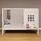 Cama Casinha Reta Com Cortina Madeira Maciça Branco Housin Cama Casinha Reta Com Cortina Madeira Maciça Branco Housin