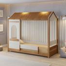 Cama Casinha Solteiro Reversível com Grade e Janela de Led Aria Casatema Madeiraoriginals