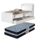 Cama Com Baú Bicama Solteiro Tamires em mdf com estrado de madeira 2 Gavetas Com Auxiliar Com 2 Colchão D20 188x88cm Incluso Cama Com Baú Bicama Solteiro Tamires em mdf com estrado de madeira 2 Gavetas Com Auxiliar Com 2 Colchão D20 188x88cm Incluso