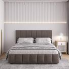 Cama com Cabeceira Casal Estofada Uvaia CabeCasa MadeiraOriginals Cappuccino