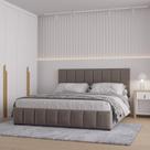 Cama com Cabeceira Queen Estofada Uvaia CabeCasa MadeiraOriginals Cappuccino