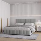 Cama com Cabeceira Queen Estofada Uvaia CabeCasa MadeiraOriginals Cinza