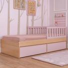 Cama com Gavetas e Proteção Lateral Play Rosa com Carvalho Malva