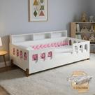 Cama Completa em Mdf Nina com Colchão com Enxoval Infantil Trança Rosa 2,5m