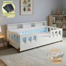 Cama Completa Nina com Colchão Exonval Trança Azul 2,5m para Quarto Infantil Acompanha Lousa Magica