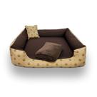 cama de cachorro cama G 70x70cm cama pra cachorro até 15kg + manta ( marrom coroinhas)