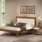 Cama de Casal 112cm x 210cm em Madeira Maciça Modena Marrom/Amêndoa/Branco Cama de Casal 112cm x 210cm em Madeira Maciça Modena Marrom/Amêndoa/Branco