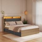 Cama de Casal com 6 Gavetas e Cabeceira Led Genebra