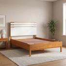 Cama de Casal em Madeira Maciça 195x146cm Marselha Yescasa Mel e Branco Marrom