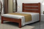 Cama de Casal Maiorca de Madeira Maciça Angelim Pedra/Tauari - Cor Castanho