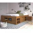 Cama de Casal Multifuncional Charme com Mesa de Cabeceira - Amêndoa