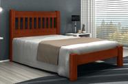 Cama de Casal Pérola de Madeira Maciça Angelim Pedra/Tauari - Cor Castanho