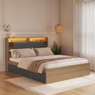 Cama de Casal Queen com 6 Gavetas Cabeceira com Led Genebra 160cm