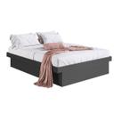 Cama de Casal Queen com Box Baú Grafite MDP Bogotá Organizador Travesseiros Cobertores