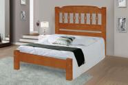 Cama de Casal Roma de Madeira Maciça Angelim Pedra/Tauari - Cor Mel