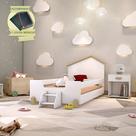 Cama de Criança Infantil com Escadinha Solteiro Ayla - Branca e Natural Incluso Lousa Mágica Cama de Criança Infantil com Escadinha Solteiro Ayla - Branca e Natural Incluso Lousa Mágica