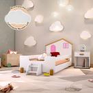 Cama de Criança Infantil Juvenil Belissima Rosa Branca e Amêndoa Luminária Led